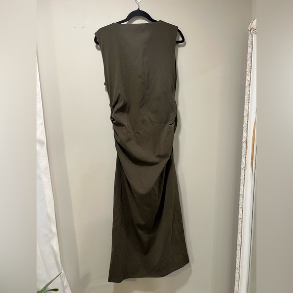 Veronica Beard Charissa Ruched Midi Dress Rich Brown Sleeveless Midi Dress - Picture 12 of 14